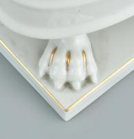 Herendi virág mintás körmös kaspó, kézzel festett, jelzett, kopott, m:14 cm