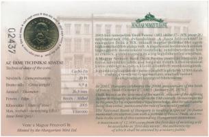 2003. 20Ft "Deák Ferenc" elsőnapi veret, számozott "02437" emléklapon T:1