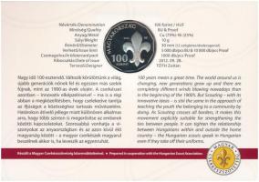 2012. 100Ft Cu-Ni "100 éves a Magyar Cserkészszövetség" bliszterben T:PP