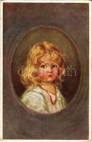 Blondinchen / Children art postcard, blonde girl s: Barth (EK)