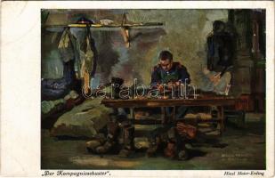 1916 Der Kompagnieschuster / WWI German military art postcard. Kriegspostkartenverlag Fritz W. Egger Nr. 106. s: Hiasl Maier-Erding + Batterie No. 1. des k.u.k. Feldkanonenregimentes Nr. 11. (fl)