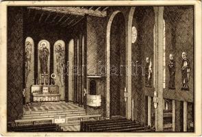 1935 Budapest II. Pasaréti Ferences Szent Antal templom belseje. Kiadja a Szentföld Magyarország Biztosi Hivatala (EB)