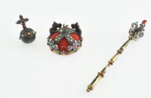 Ezüst (Ag) Prágai koronázási ékszerek miniatűr másolata. díszdobozban. jelzett, bruttó: 13,2g