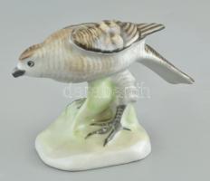 Aquincumi porcelán madár, kézzel festett, jelzett, hibátlan, m: 7 cm.