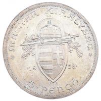 1938. 5P Ag "Álló Szent István" U.P. jelzéssel a címer fölött, Artex-veret (25,26g) T:1 / ...