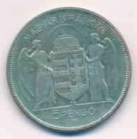 1930. 5P Ag "Horthy jobbra" T:3 patina Adamo P8.1