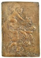 Puttós bronz relief, jelzés nélkül, 15x22cm