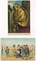 18 db RÉGI Stengel litho művész képeslap / 18 pre-1945 Stengel litho art motive postcards