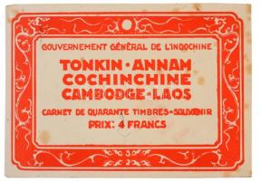 ~1930 Francia Indokína 40 db, tájakat ábrázoló levélzárót tartalmazó füzet