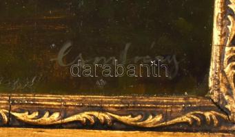 Csontváry jelzéssel: Holtak kápolnája. Olaj, karton. sérült keretben. 49x28cm