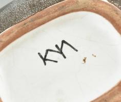 Kerezsi Gyöngyi (1943-): Ikebana. Mázas kerámia. kézzel festett, jelzett, hibátlan 16x13x7 cm