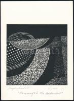 Joseph Kádár (1936-2019): Hommage a Le Corbusier. Szitanyomat, papír, jelzett, számozott (35/100). Hátoldalon a művész pecsétjével. 13,5x13,5 cm