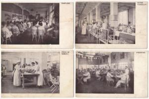 6 db RÉGI katonai motívum képeslap: Osztrák-magyar katonai kórház, belsők / 6 pre-1945 military motive postcards: WWI Austro-Hungarian K.u.K. military hospital, interiors