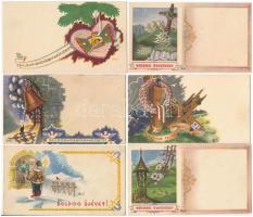 6 db RÉGI magyar irredenta üdvözlőkártya Bozó szignóval / 6 pre-1945 Hungarian irredenta propaganda greeting cards (12 cm x 6,7 cm) signed by Bozó