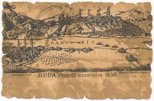 Budapest, Buda látképe anno 1650 (Pestről szemlélve). Kaucky L. kiadása Prágában