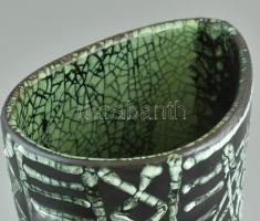 Iparművészeti vállalatos Gorka váza / kancsó, mázas kerámia, matricával jelzett, kis kopásnyomokkal,...