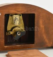 Art deco asztali óra mechanikus szerkezettel, fa, felújításra szorul, működik. 17x37 cm