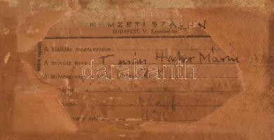 Turán Hacker Mária (1890-?): Zenélő koldusok. Olaj, karton. Jelzés nélkül. Hátoldalán Nemzeti Szalon...