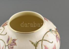 Zsolnay virág mintás fedeles váza. Kézzel festett, jelzett, gyártáskori mázrepedéssel 36 cm