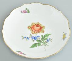 Meisseni virág mintás, matricás porcelán tálka, jelzett, hibátlan, d: 18 cm