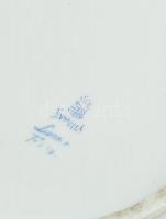 Óherendi áttört kosár, virágokkal díszített, két füllel, kézzel festett, jelzett, kopott, d: 25 cm