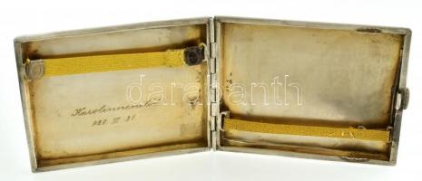 Ezüst (Ag) cigaretta tárca. Sérült, kopott, vésett GR monogrammal. Jelzett 8x9 cm bruttó: 90g