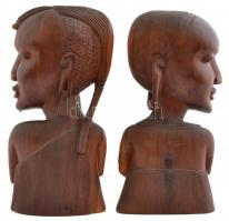 Afrikai faragott női büszt párban,kopott, jó állapotban m:18 és 19 cm
