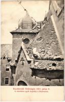 Kecskemét, a városháza egyik kupolája a főudvarban az 1911. július 8-ai földrengés után. Fantó fényképész felvétele