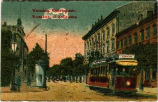 1916 Warszawa, Varsovie, Varsó, Warschau, Warsaw; Królewskastr. / Ul. Królewska / street view, tram (EK)