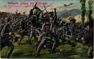 Kämpfe gegen die Italiener. Vernichtung eines Bersaglieri-Bataillons in Südtirol / WWI Austro-Hungarian K.u.K. military art postcard, battle against the Italians in South Tyrol. L&P 1857. (EK)