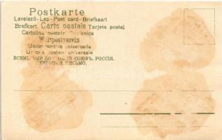 Kiscica hintalovon / Cat on a rocking horse. litho (r)