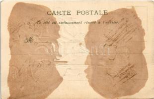 La Charrette anglaise / Monkeys on a chariot pulled by cats. Emb. litho (r)