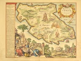 1650-es Ciprus térkép mondern facsimile nyomata merített papíron. Szélén szakadás, folt. 54x40 cm