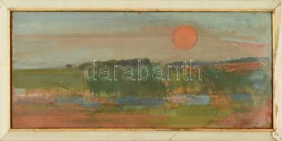 Somogyi János (Angyalföldi) (1928-2010): Estefelé. Olaj, farost, jelzett. Kopott fa keretben. 21×45 ...