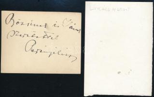Lukács Margit és Perényi László színészek fotója, Perényi aláírt. 9x12 cm, 8x11 cm