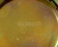 Zsolnay eozin mázas tál, csavart peremmel, florális ornamentikával díszített, jelzett, kopásnyomokka...