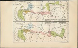 cca 1920-1940 Vegyes térkép tétel, 3 db: 
Katonai határőrvídék a XVIII. sz. elején/végén, Buda-Pest...
