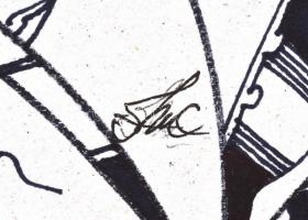 Szász jelzéssel: Női arcok. Tus, filctoll, papír, 29,5x42 cm