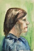 Czencz jelzéssel: Női portré. Akvarell, papír. 50x34,5 cm