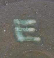 É jelzéssel: iparművész váza + tál. Mázas kerámia, kézzel festett, jelzett, hibátlan. m:23 cm, 20x20...