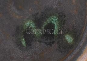 É jelzéssel: iparművész váza + tál. Mázas kerámia, kézzel festett, jelzett, hibátlan. m:23 cm, 20x20...