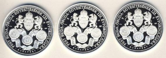 1998. "Pest, Buda, Óbuda egyesítésének 125. évfordulója" Ag emlékérem 3 klf db "Hősök...
