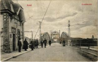 1913 Arad, Erzsébet híd, Vámház / bridge with customs office