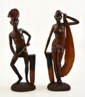 Afrikai faragott fa szobrok párban. 40 cm