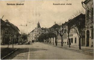 1923 Arad, Kossuth utca, gyógyszertár, Holländer Illés üzlete / street, pharmacy, shops