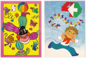 40 éves a magyar úttörőmozgalom - 12 modern grafikai képeslap tokban