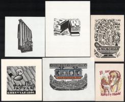 10 db különféle technikájú jelzett nagyrészt magyar ex libris (Kékesi László, Menyhárt József, Fery ...