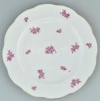 Herendi virág mintás csemegés készlet. Kézzel festett, jelzett, hibátlan. 6+1 db, d: 12 és 27 cm