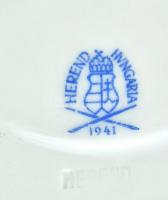 Herendi purpur virágmintás porcelán teás csésze + alj, kézzel festett, jelzett, kis kopásnyomokkal. ...