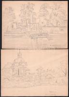 Rausch jelzéssel: Népsziget, Margit sziget, Kálvária, Zugliget 1961. Ceruza, papír, 15×23 cm, összesen: 4 db